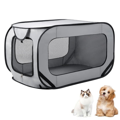 Portable Car Seat Pet Kennel Pop Up Dog Cat Tent Bed Grey