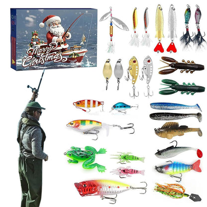 26 Days Fishing Christmas Advent Calendar Fishing Tackle Christmas Countdown Xmas Fishing Lures Set for Fishing Lover