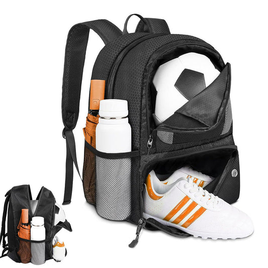 Soccer Backpack Water Resistant Soccer Bag with Ball Holder and Shoe Compartment Black