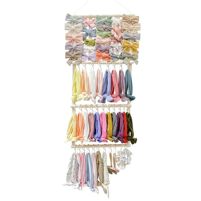 Headband and Hair Bow Organizer for Girls Bow Hanger for Hair Accessories Natural Wood