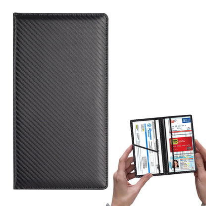 Car Registration and Insurance Card Holder Vehicle License Document Organizer Carbon Fiber Black