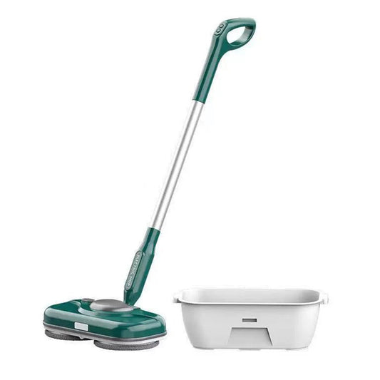 Cordless Electric Spin Mop with LED Light & 750ML Water Sprayer Green