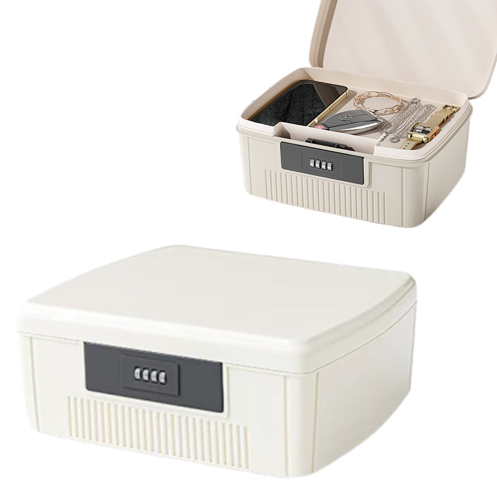 4-Digit Combination Lock Box Lockable Safe Storage Case White