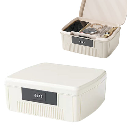 4-Digit Combination Lock Box Lockable Safe Storage Case White