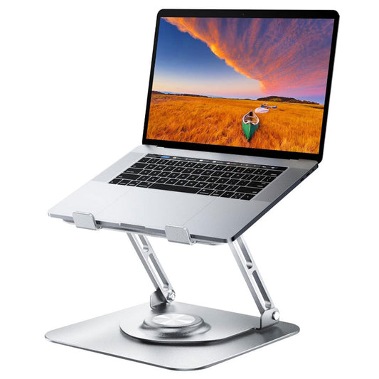 Adjustable Laptop Desktop Stand with 360-Degree Rotating Base Ergonomic Laptop Riser for 10-17in Laptops White