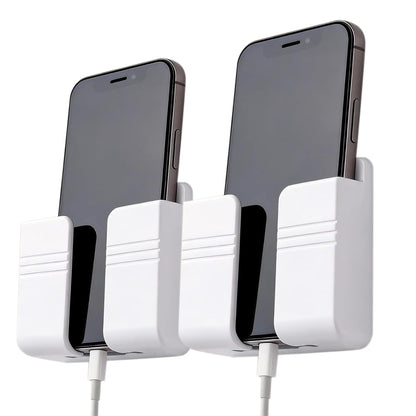 2 Pack Wall Mount Phone Holder with Peel and Stick -White