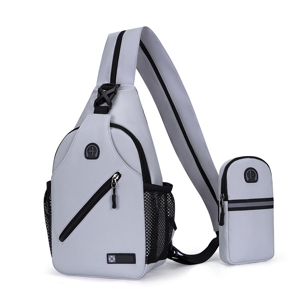 Travel Crossbody Chest Bag for Men and Women Adjustable Sling Backpack Grey
