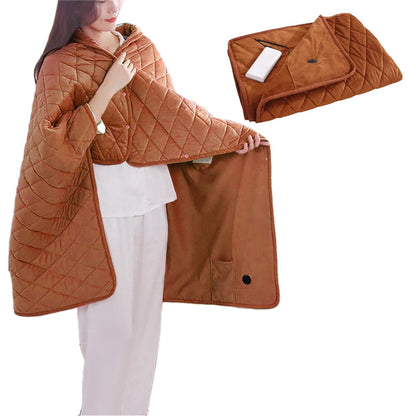 140x100cm Electric Blanket 3 Heat Settings USB Heated Blanket Wearable Brown