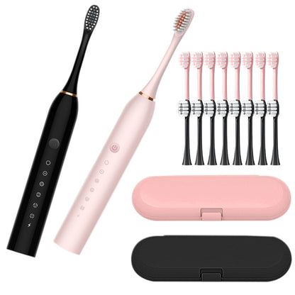 Couple's Electric Toothbrush Set with 2 Handles & Travel Case Style 3