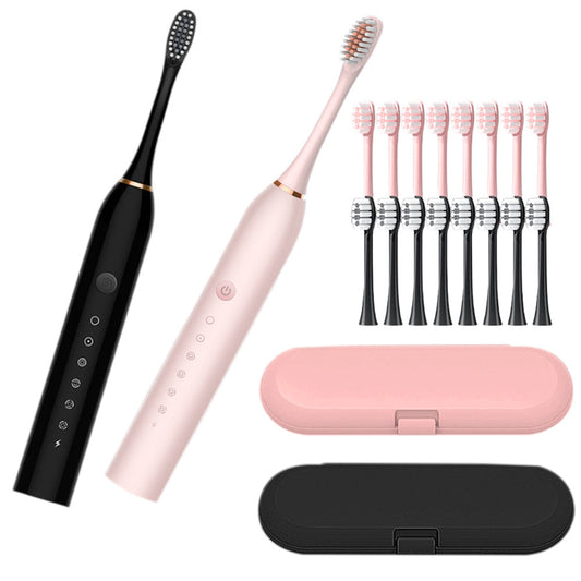 Couple's Electric Toothbrush Set with 2 Handles & Travel Case Style 3