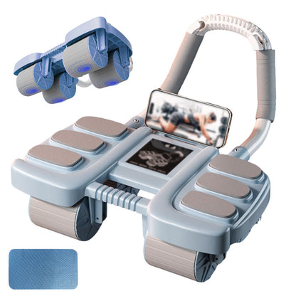 4-Wheel Automatic Rebound Ab Roller with Elbow Support Ab Exercise Machine Blue