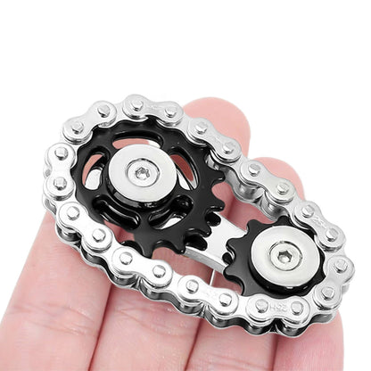Bike Chain Fidget Toy Metal Spinner Stress Relief Focus Aid Black