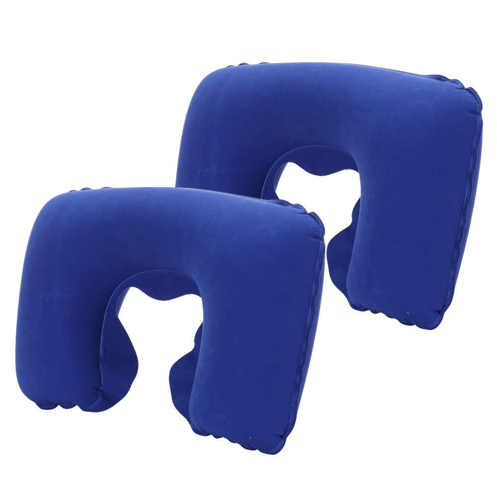 2 Pack Inflatable Travel Neck Pillow-Sky Blue