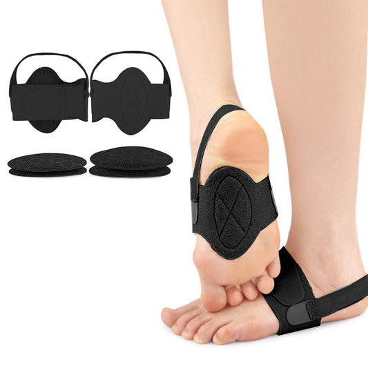 Pair of Adjustable Arch Support Braces for Plantar Fasciitis Wearable Flat Foot Correction Orthotics Black