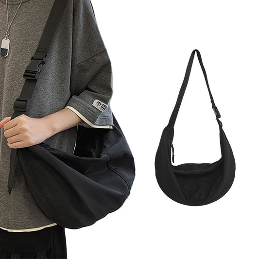 Trendy Dumpling Crossbody Bag Casual Sling Bag Half Moon Shoulder Messenger Bag Black