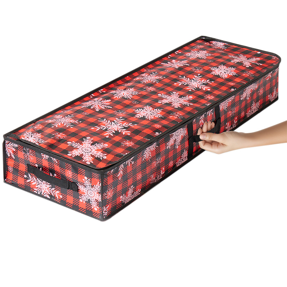 Large Capacity PE Gift Wrap Storage Bag with Zipper & Carry Handles Red