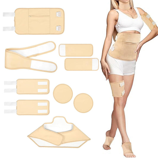 9PCS Reusable Castor Oil Pack Set ââ‚?Organic Cotton for Neck  Waist & More Beige