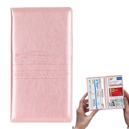 Car Registration and Insurance Card Holder Vehicle License Document Organizer Rose Gold