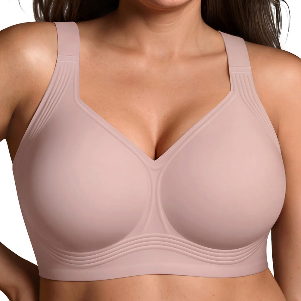Full Coverage Seamless Wireless Plus Size Bra - Red