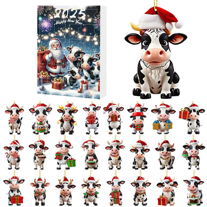 Christmas Cow Advent Calendar ¨C 24-Day Blind Box Ornaments Set for Tree Style 3