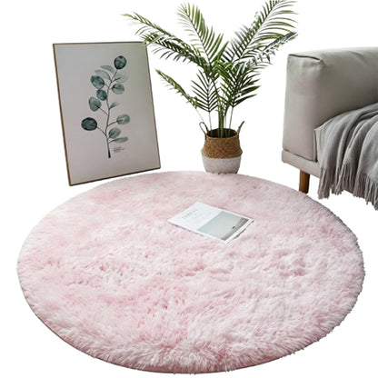 Round Plush Area Rug-Pink