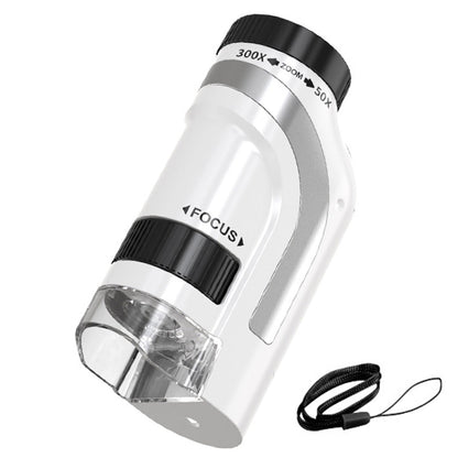 50X-300X Handheld Microscope with LED Lights Portable Pocket Zoom Silver