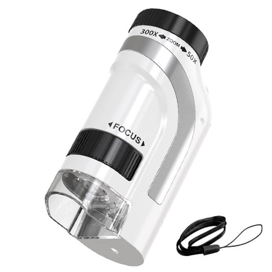 50X-300X Handheld Microscope with LED Lights Portable Pocket Zoom Silver