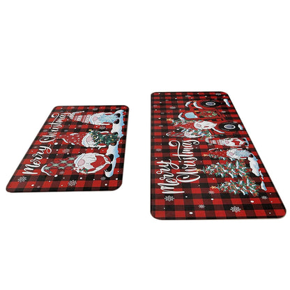 2PCS Christmas Floor Mats Set ¨C Non-Slip Rugs for Kitchen Bathroom Living Room and Doorway Style 1