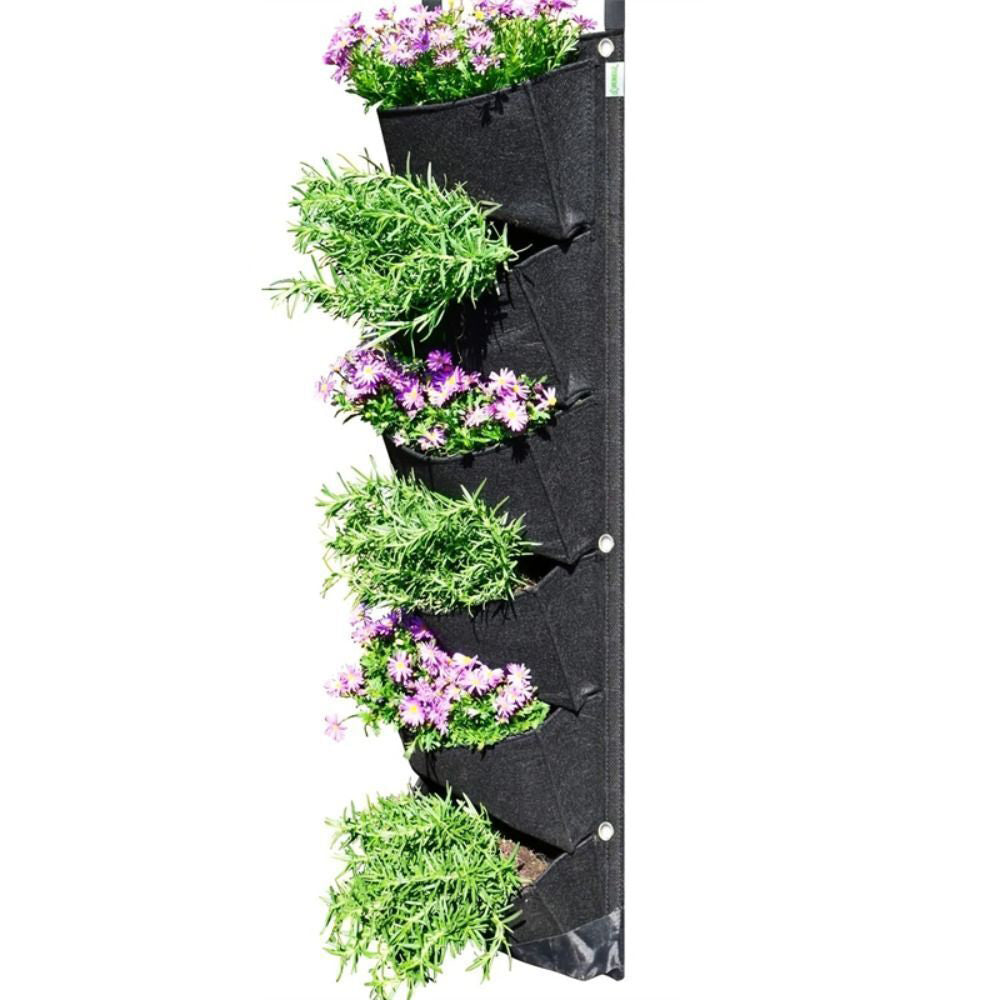 6-Pockets Vertical Plant Grow Bag Wall Hanging Garden Planter Black