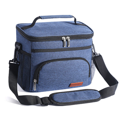 Insulated Lunch Box Leak-Proof Cooler Bag with 4 Pockets Navy Blue