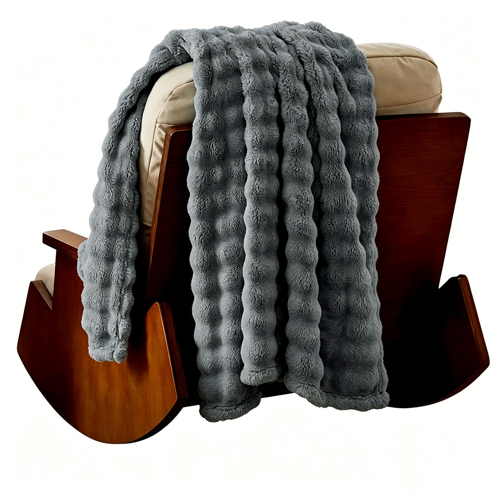 Bubble Fleece Blanket -Grey
