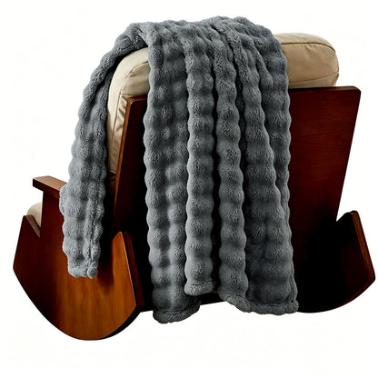 Bubble Fleece Blanket -Grey