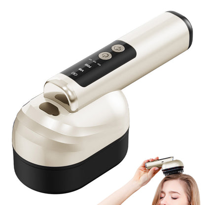 Wireless Electric Hair Comb with Vibration and Oil Mist Spray-Beige