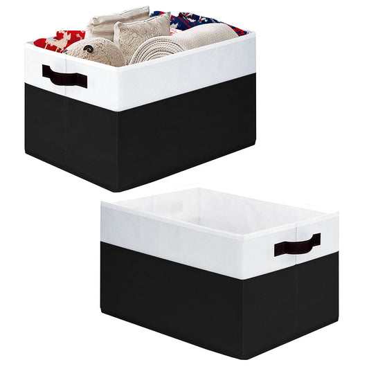 2Pcs Foldable Storage Bins Large Closet Storage Baskets for Clothes Blanket Beddings Towels Black