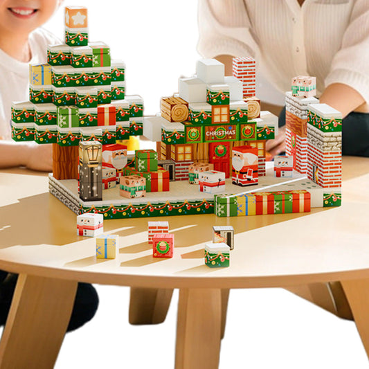 Magnetized Building Blocks for Kids Christmas Themed STEM Learning Cubes Style 3