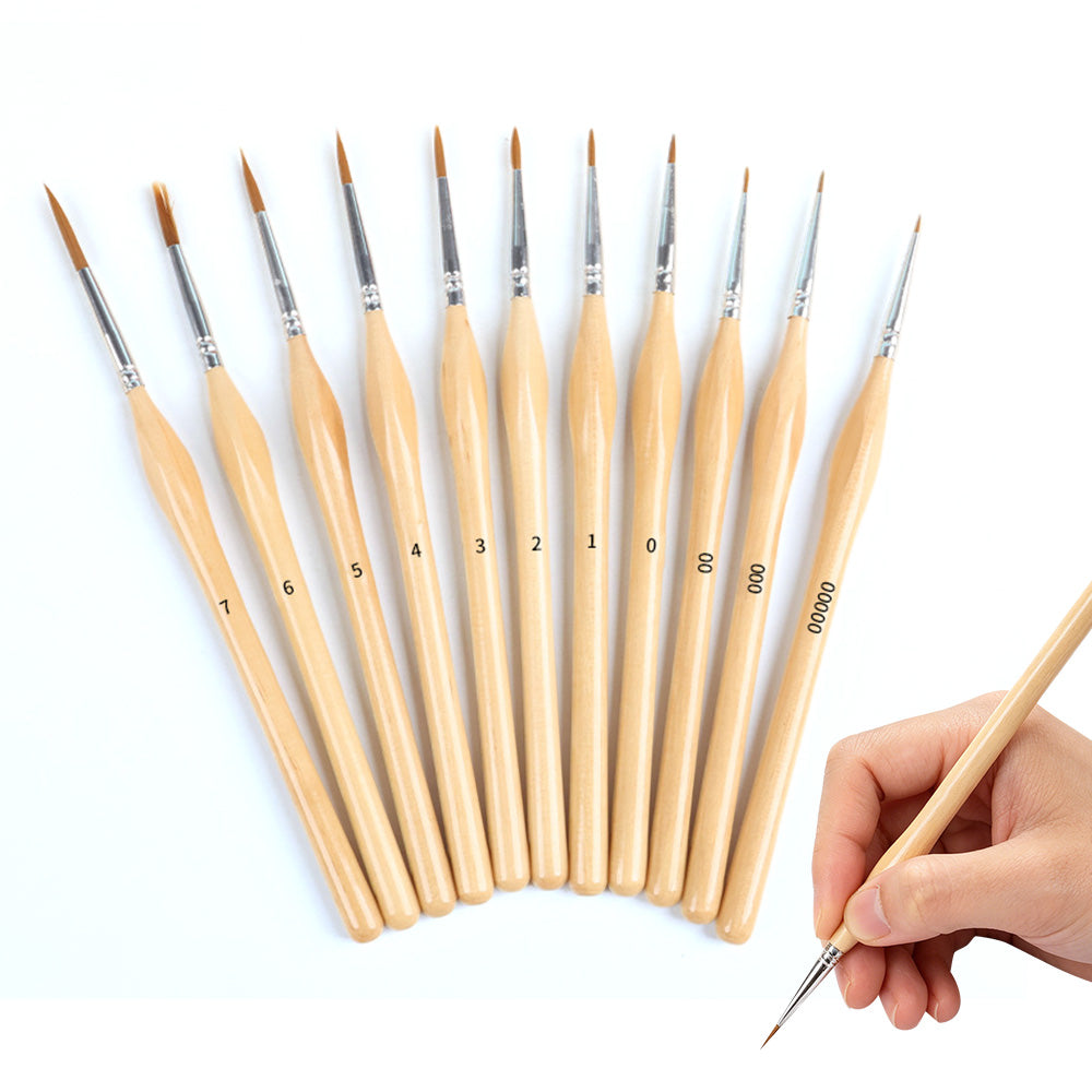 11 PCS Artist Paint Brush Set Detail Painting Brush-Khaki