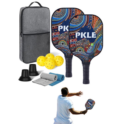 Fiberglass Pickleball Game Set 2 Pcs Pickleball Paddles with 4 Balls Style 3