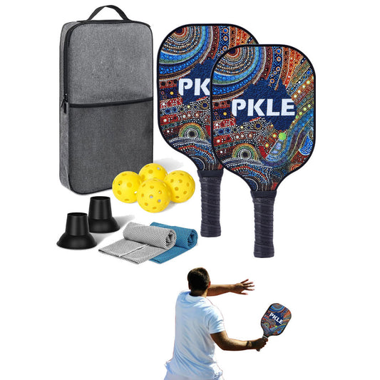 Fiberglass Pickleball Game Set 2 Pcs Pickleball Paddles with 4 Balls Style 3