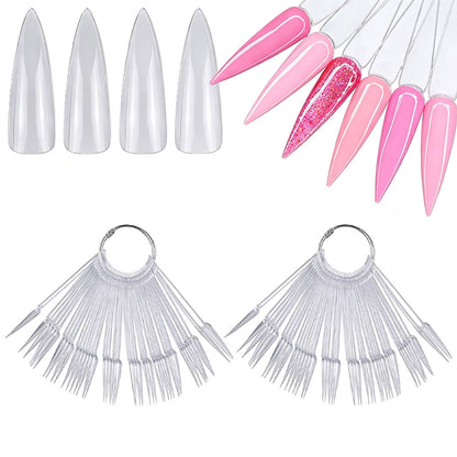 100 PCS Clear Nail Swatch Sticks -Almond