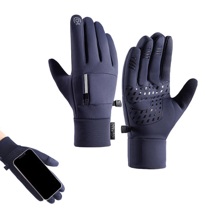 Pair of Winter Warm Gloves Water-Resistant Gloves for Cycling Fishing Skiing Hiking Travel Navy Blue