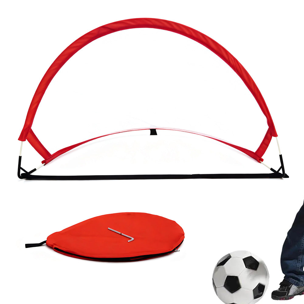 Portable Pop-Up Soccer Goal Set with 3 Ground Pegs and Carry Storage Bag Red