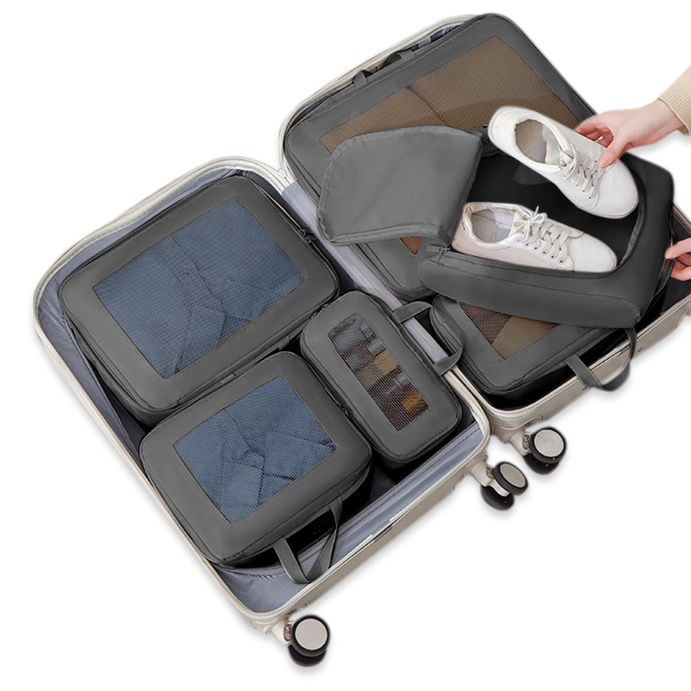 7Pcs Compression Packing Cubes Set ¨C Travel Luggage Organizer Bags for Suitcases Black