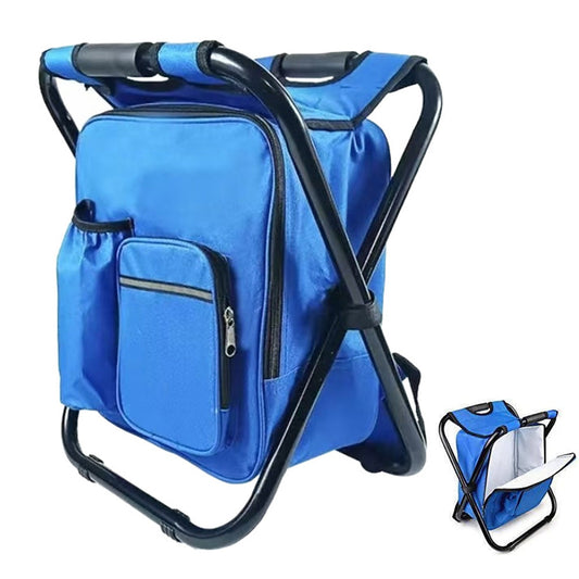 Portable Cooler Folding Stool Fishing Chair Multi-Function Outdoor Seat Blue