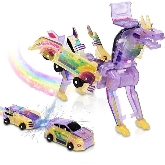 Collision Dinosaur Car Toy Magnetized Vehicles Transform into Dinosaurs for Kids Purple