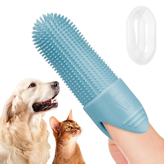 Silicone Pet Finger Toothbrush ¨C Daily Teeth Cleaning for Cats and Dogs Blue