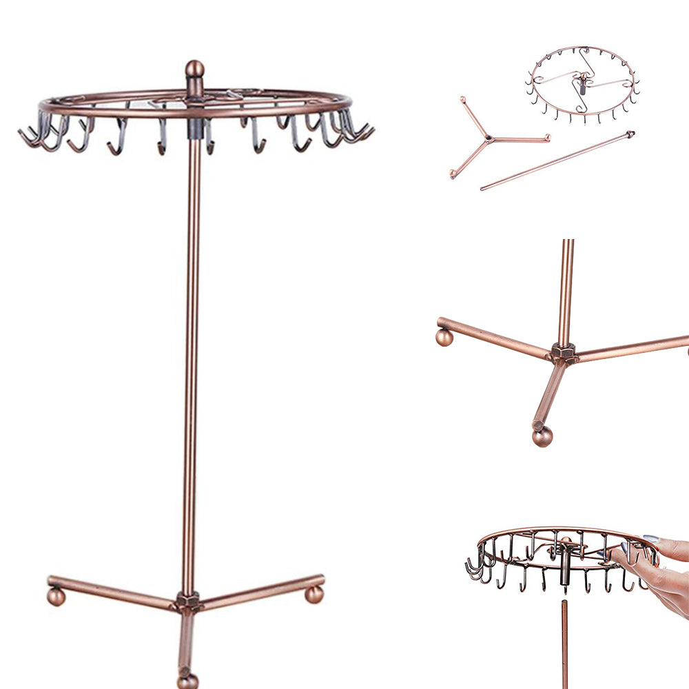 23-Hook Rotating Jewelry Display Rack Ring Holder Organizer Necklace Stand Bronze