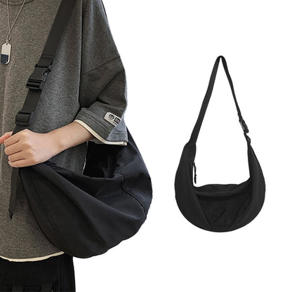 Trendy Dumpling Crossbody Bag Casual Sling Bag Half Moon Shoulder Messenger Bag Black