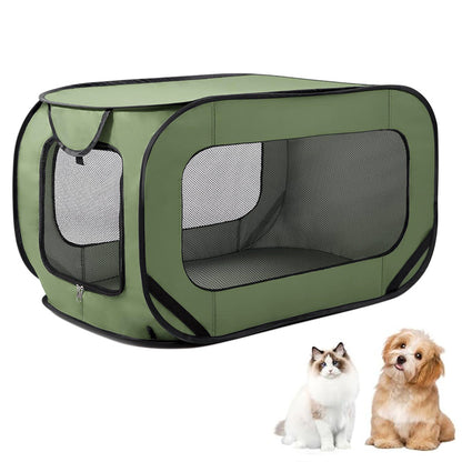 Portable Car Seat Pet Kennel Pop Up Dog Cat Tent Bed Green