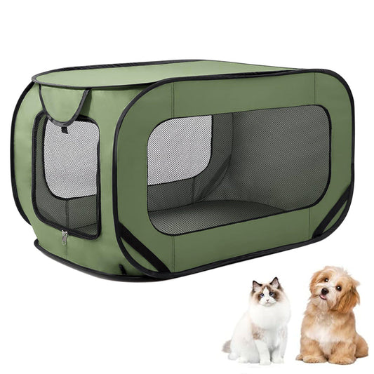 Portable Car Seat Pet Kennel Pop Up Dog Cat Tent Bed Green