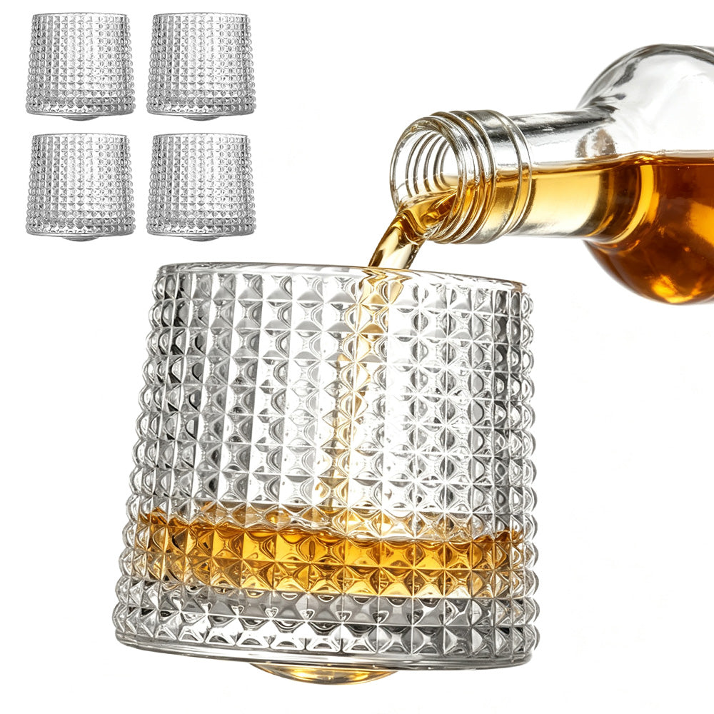 4PCS Rotating Whiskey Glass-Grid